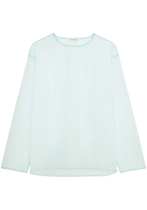 sheer crew neck shirt man turquoise DRIES VAN NOTEN | 251-020740-1501503
